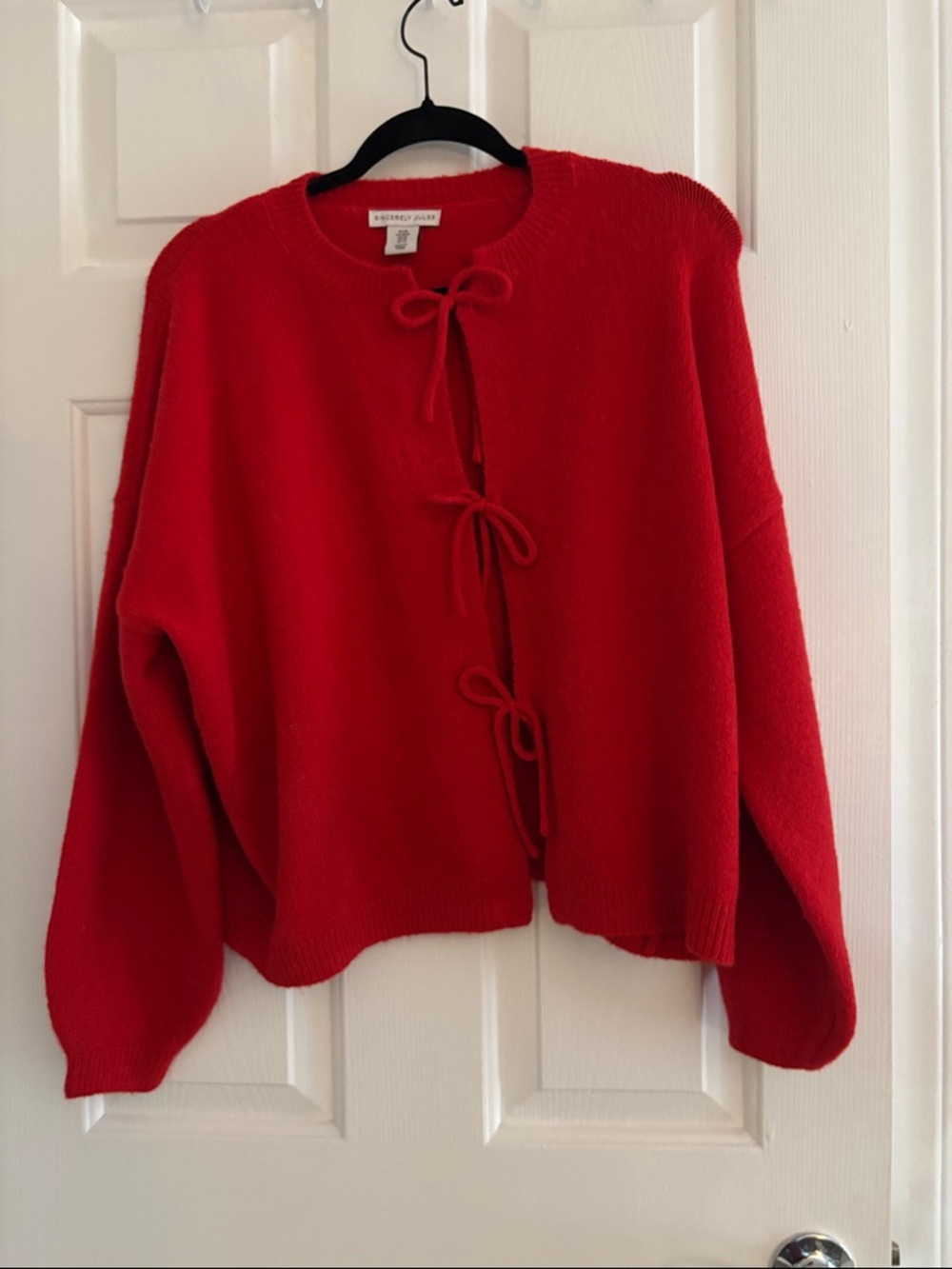 Sincerly Jules Red Tie-Front Cardigan Sweater